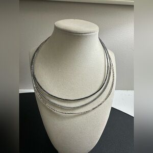 NWT Carol by Eva Graham Elegant Silver and Black Layered Necklace